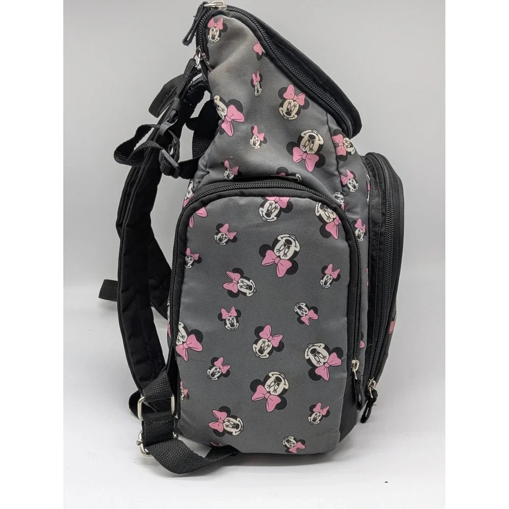 Disney Minnie Mouse Backpack Gray Pink Bow School Travel Book Bag 12x17 Kids